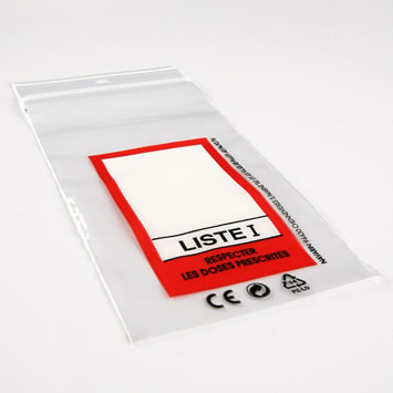 Sachet pharmacie cadre rouge avec mention liste I