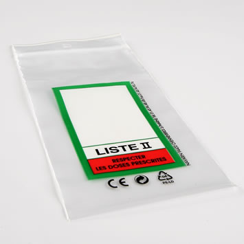 Sachet pharmacie cadre vert avec mention liste II